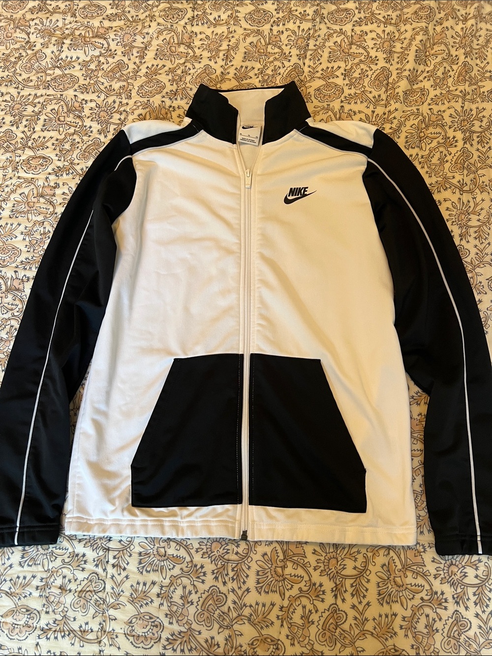 Youth Nike White and Black Performance Track Jacket zip up YXL